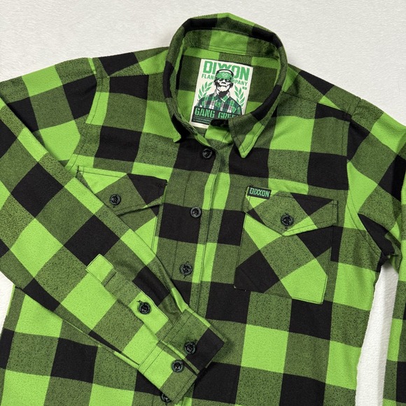 Dixxon Flannel Shirt Women's Small Buffalo Plaid Gang Green Limited Edition - Picture 1 of 9